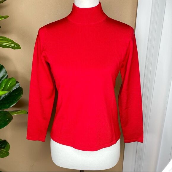 Pendleton Tops - Pendleton Red Silk Blend Mock Neck Long Sleeve Top Size Small